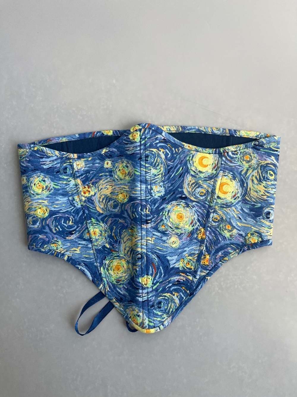 Women’s Underbust Corset Size M Van Gogh Starry Night Print Cotton Lace-Up